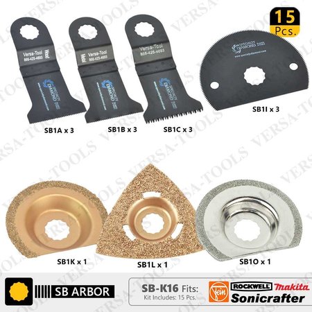 VERSA TOOL 15 PC Universal Oscillating Saw Blade Set SB-K16